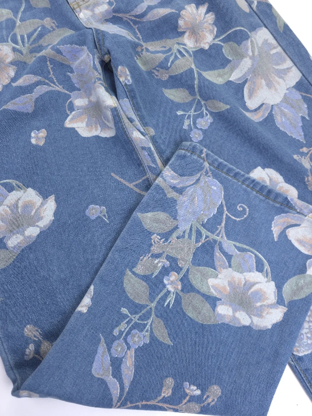 Floral Print Blue Women's Jeans Sz S - Picture 8 of 12